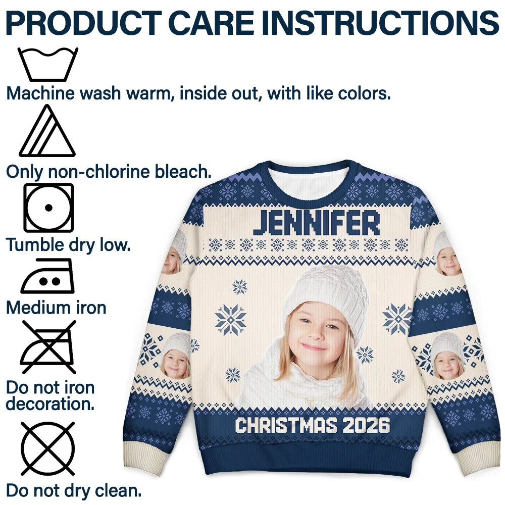 Family - Custom Photo Christmas Family Matching Sweater - Personalized Unisex Ugly Sweater