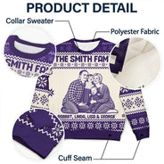 Art Design,Christmas,Family,Photo -  Knit-Style Line Art,Happy - Custom Photo Christmas Family Matching Sweater - Personalized Unisex Ugly Sweater