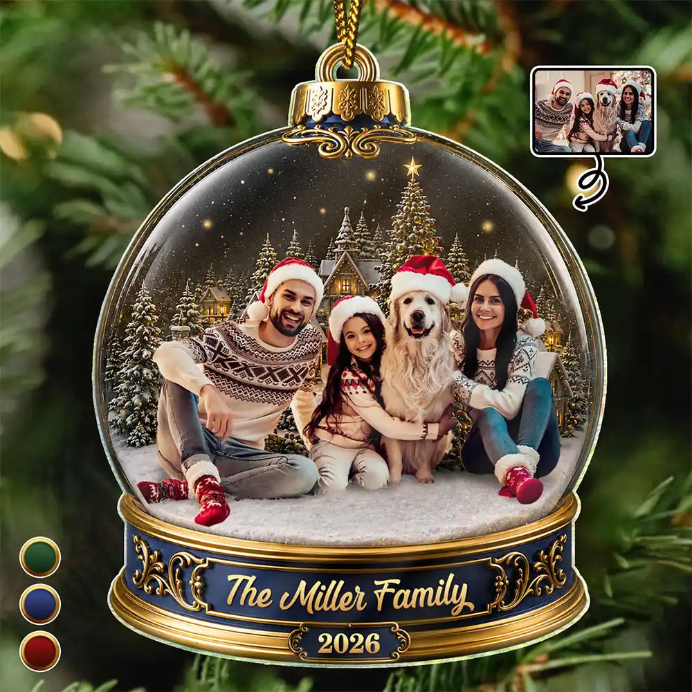Christmas,Custom Photo,Cozy,Family,Remove BG Photo - Custom Photo Christmas Happy Family Together - Personalized Custom Shaped Acrylic Ornament