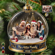 Christmas,Custom Photo,Cozy,Family,Remove BG Photo - Custom Photo Christmas Happy Family Together - Personalized Custom Shaped Acrylic Ornament