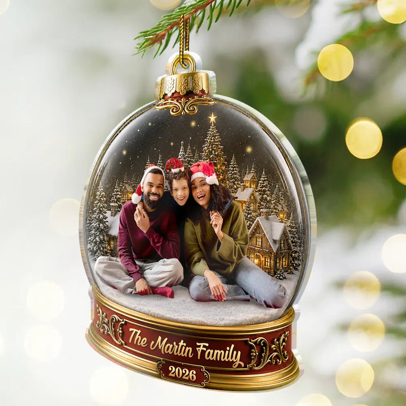 Christmas,Custom Photo,Cozy,Family,Remove BG Photo - Custom Photo Christmas Happy Family Together - Personalized Custom Shaped Acrylic Ornament