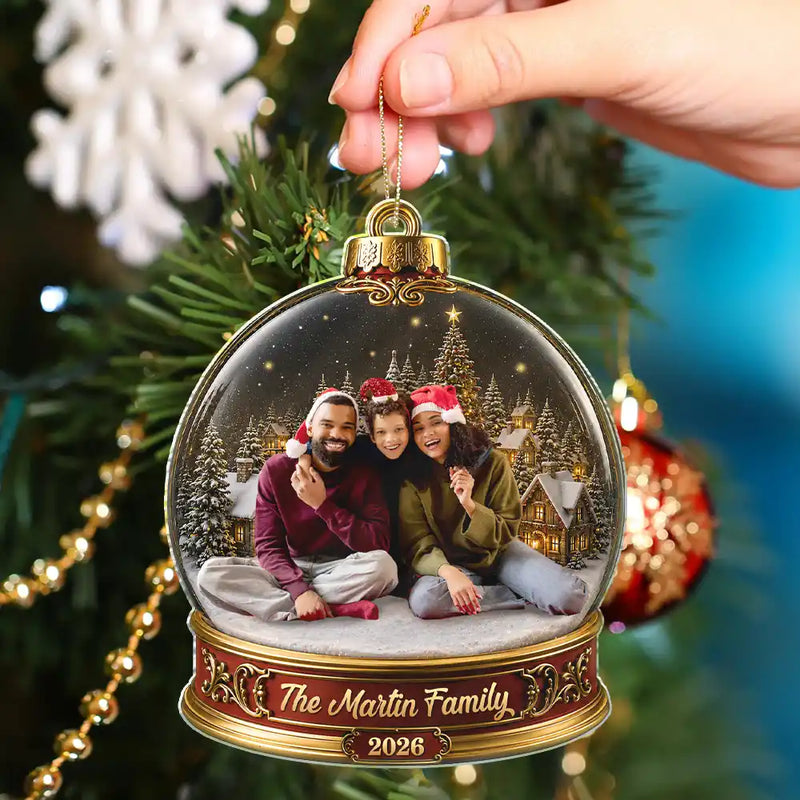 Christmas,Custom Photo,Cozy,Family,Remove BG Photo - Custom Photo Christmas Happy Family Together - Personalized Custom Shaped Acrylic Ornament