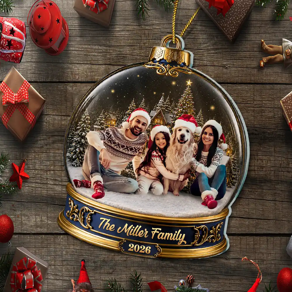 Christmas,Custom Photo,Cozy,Family,Remove BG Photo - Custom Photo Christmas Happy Family Together - Personalized Custom Shaped Acrylic Ornament