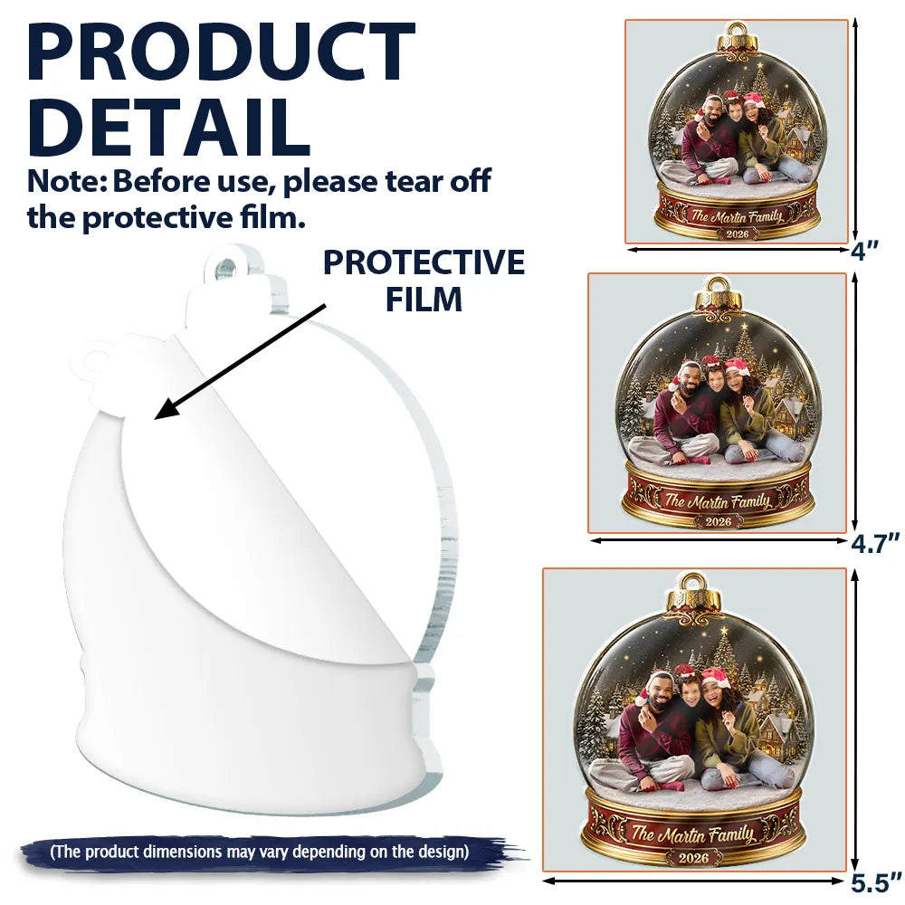 Christmas,Custom Photo,Cozy,Family,Remove BG Photo - Custom Photo Christmas Happy Family Together - Personalized Custom Shaped Acrylic Ornament