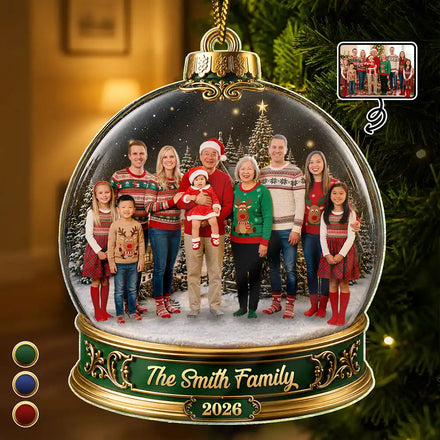 Custom Photo Christmas Happy Family Together - Personalized Custom Shaped Acrylic Ornament