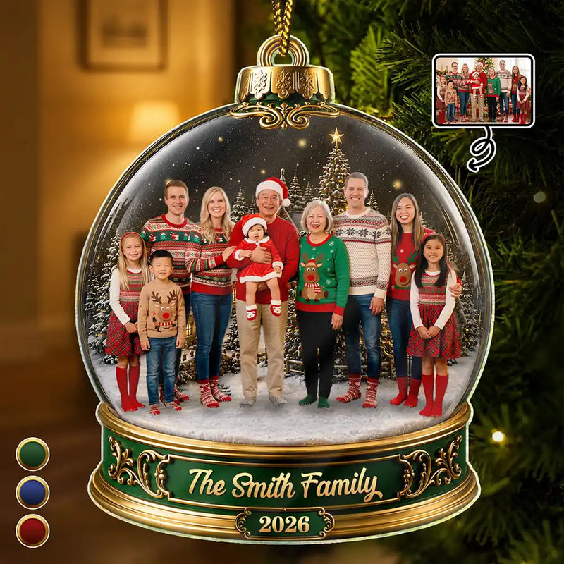 Christmas,Custom Photo,Cozy,Family,Remove BG Photo - Custom Photo Christmas Happy Family Together - Personalized Custom Shaped Acrylic Ornament