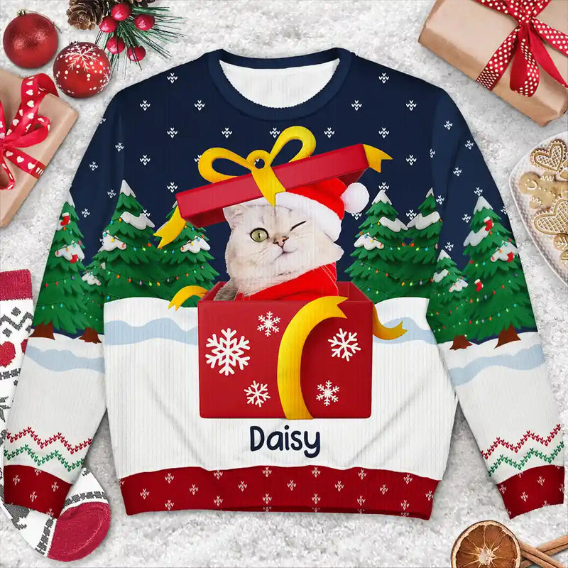 Parents,Gift For Women,Gift For Men,Gift For Mother,Gift For Grandpa,Gift For Father,Gift For Grandma,Dog Lovers,Dog Mom,Dog Dad,Cat Lovers,Cat Mom,Cat Dad,Pet Lovers,Pet Mom,Pet Dad,Happy,Christmas - Custom Photo Christmas Present - Personalized Unisex Ugly Sweater