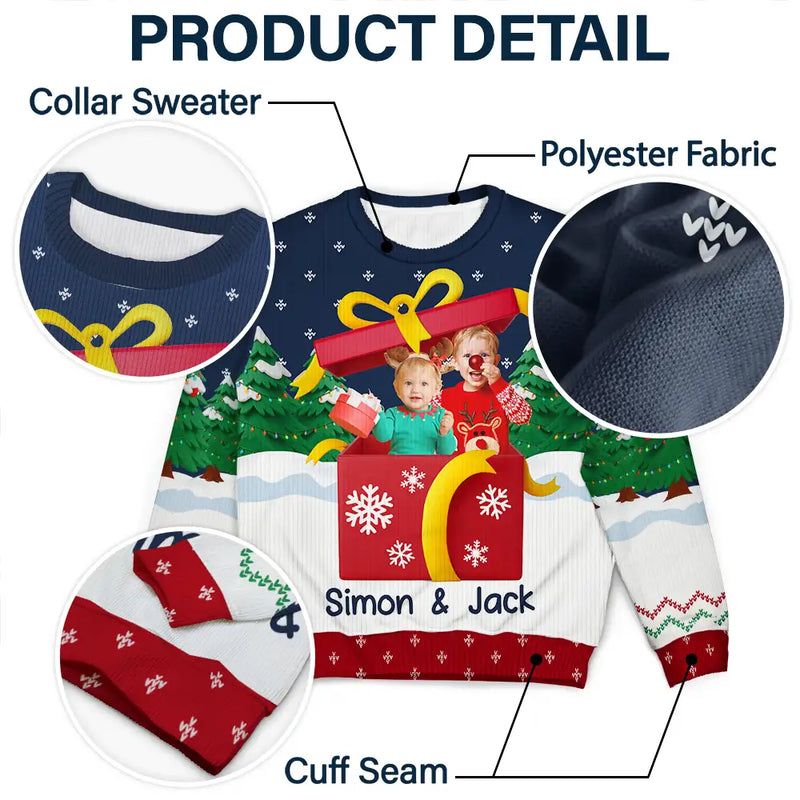 Parents,Gift For Women,Gift For Men,Gift For Mother,Gift For Grandpa,Gift For Father,Gift For Grandma,Dog Lovers,Dog Mom,Dog Dad,Cat Lovers,Cat Mom,Cat Dad,Pet Lovers,Pet Mom,Pet Dad,Happy,Christmas - Custom Photo Christmas Present - Personalized Unisex Ugly Sweater