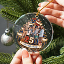 Independence Day,America 250th,Christmas,Proud,Custom Photo,Family,Remove BG Photo - Custom Photo Christmas Tree 250 Years Of Freedom - Personalized Circle Glass Ornament
