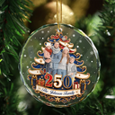Independence Day,America 250th,Christmas,Proud,Custom Photo,Family,Remove BG Photo - Custom Photo Christmas Tree 250 Years Of Freedom - Personalized Circle Glass Ornament