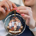 Independence Day,America 250th,Christmas,Proud,Custom Photo,Family,Remove BG Photo - Custom Photo Christmas Tree 250 Years Of Freedom - Personalized Circle Glass Ornament