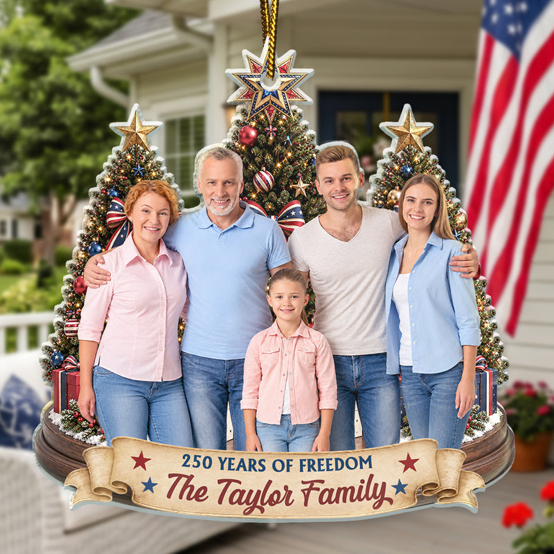 Independence Day,America 250th,Christmas,Proud,Custom Photo,Family,Remove BG Photo,Custom Text - Custom Photo Christmas United States Love And Pride - Personalized Custom Shaped Acrylic Ornament
