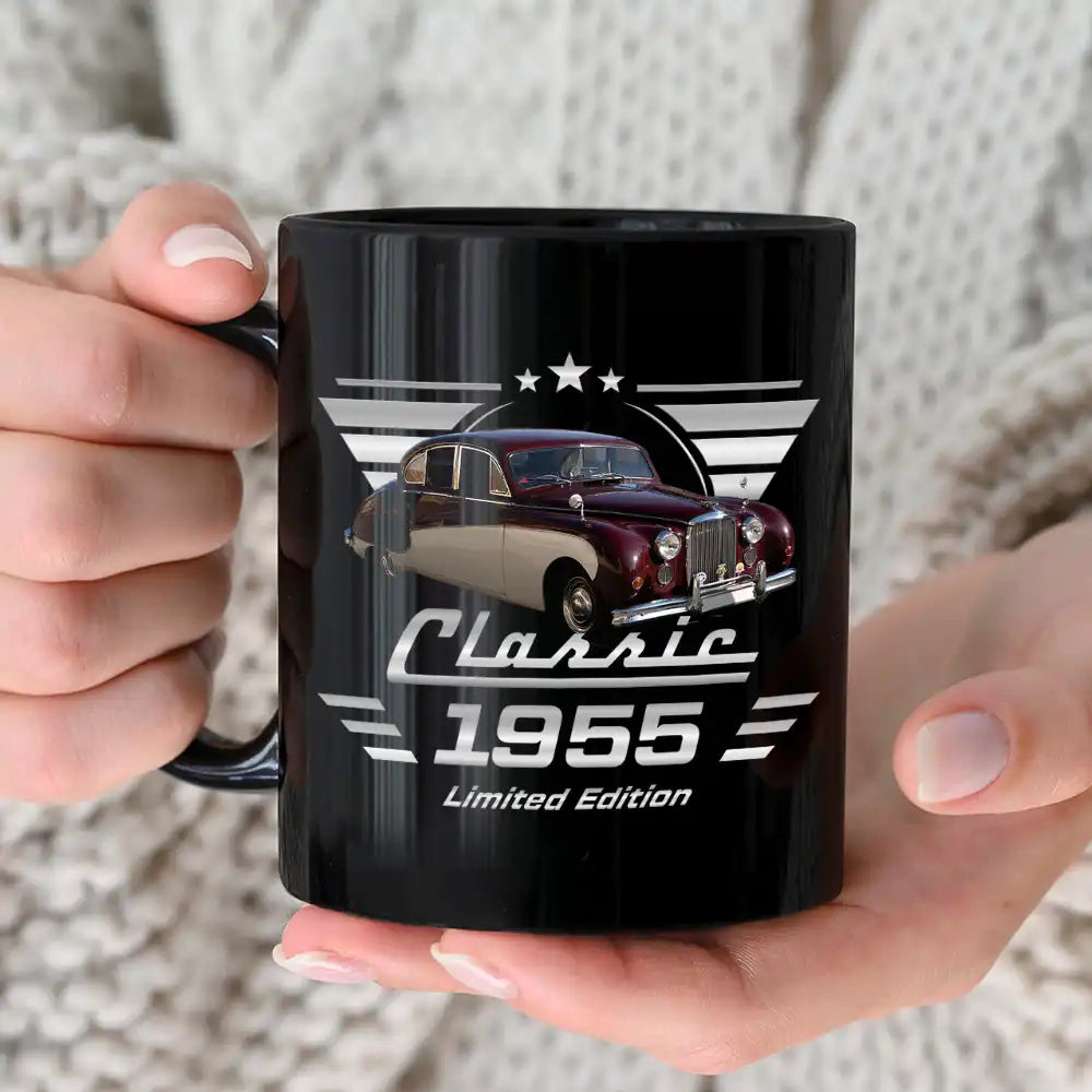 Gift For Father,Custom Photo,Proud,Remove BG Photo - Custom Photo Classic Car Limited Edition - Personalized Black Mug
