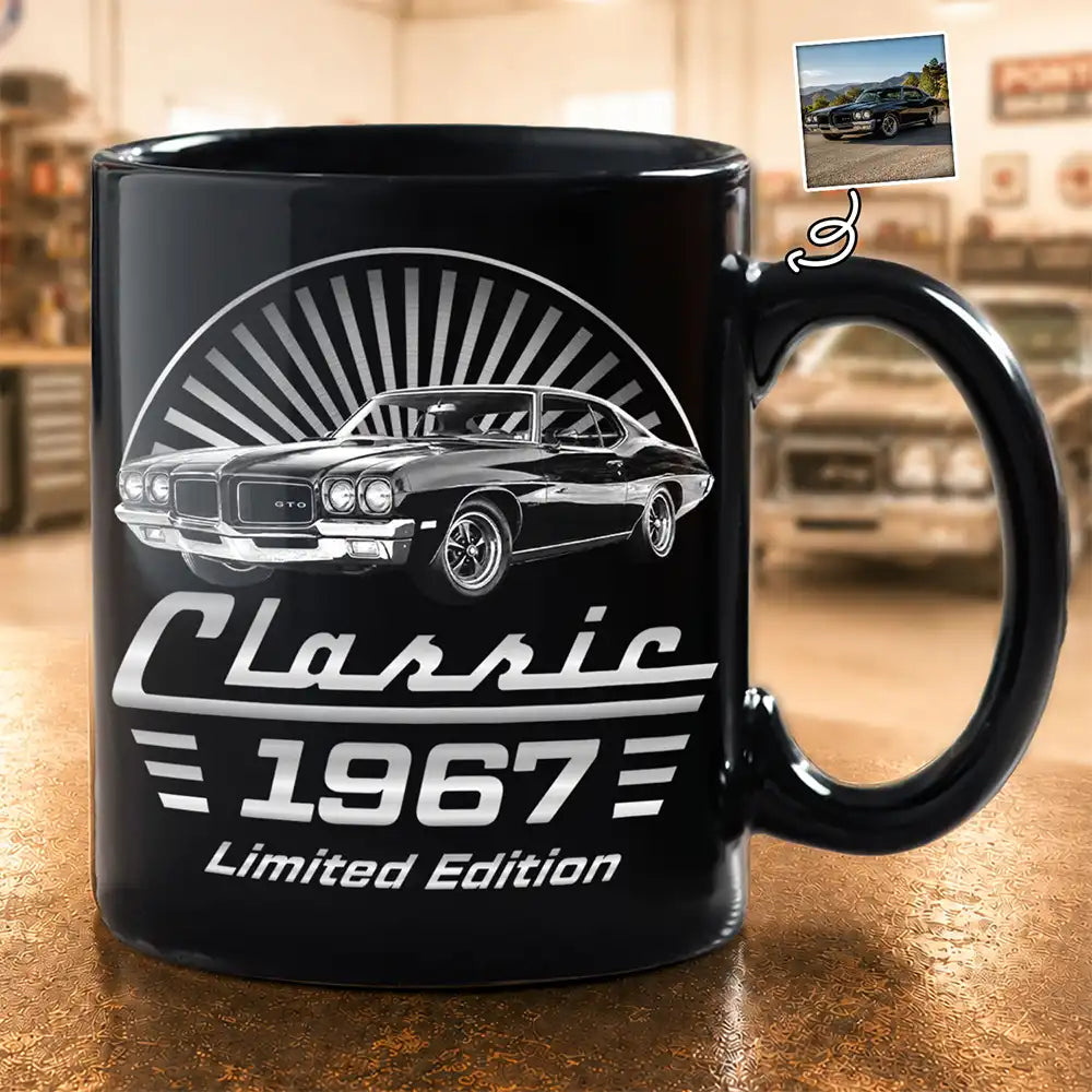 Gift For Father,Custom Photo,Proud,Remove BG Photo - Custom Photo Classic Car Limited Edition - Personalized Black Mug