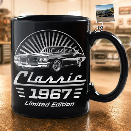 Custom Photo Classic Car Limited Edition - Personalized Black Mug