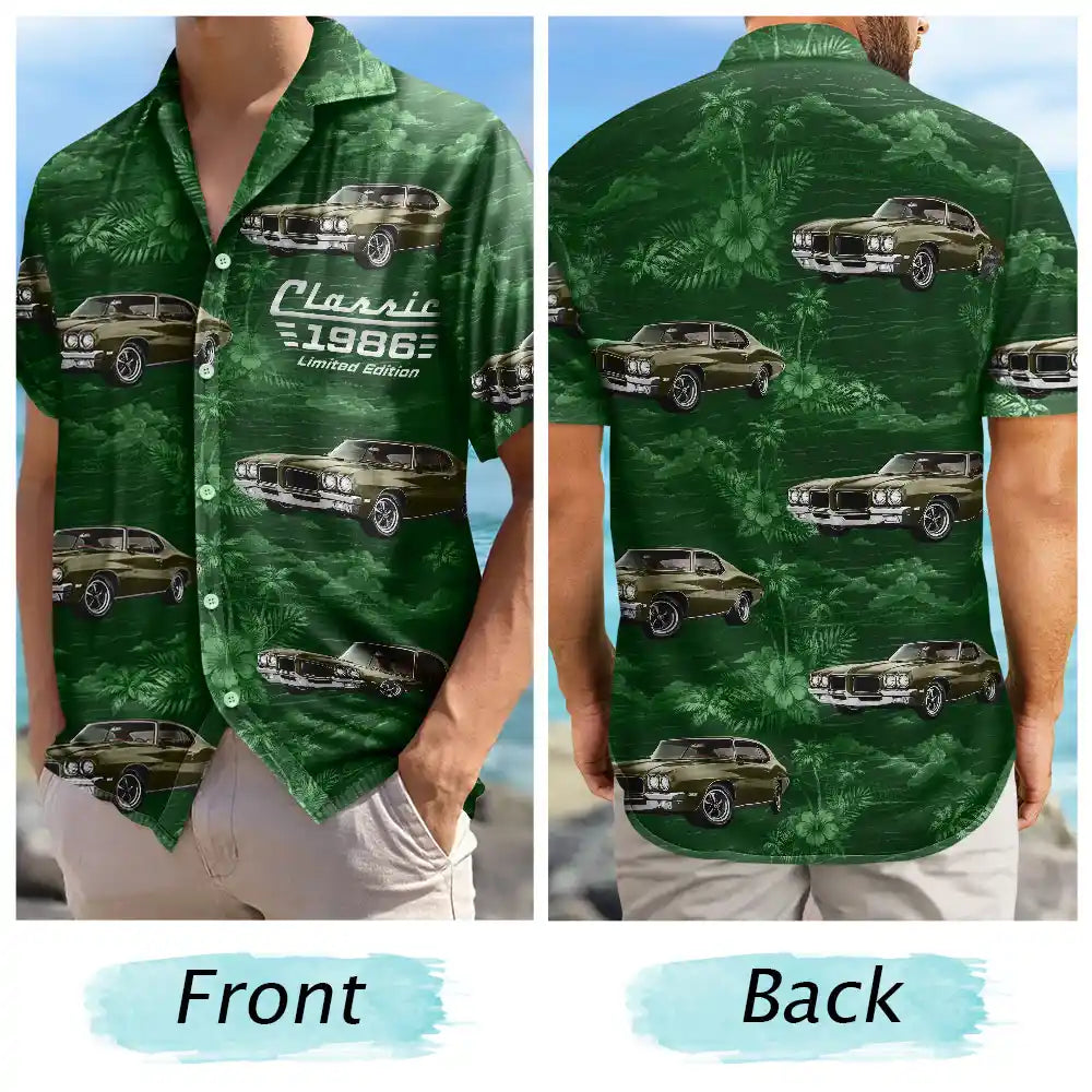 Gift For Father, Custom Photo, Proud, Remove BG Photo - Custom Photo Classic Car Limited Edition - Personalized Hawaiian Shirt