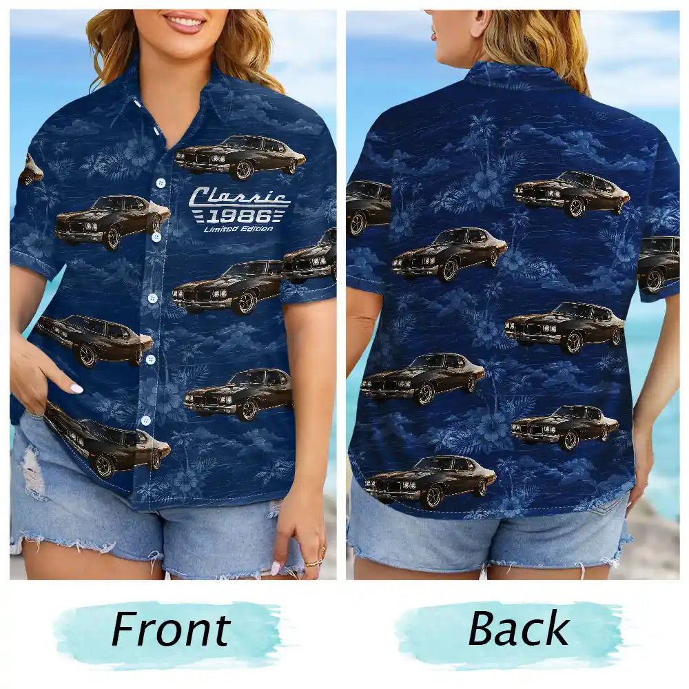 Gift For Father, Custom Photo, Proud, Remove BG Photo - Custom Photo Classic Car Limited Edition - Personalized Hawaiian Shirt
