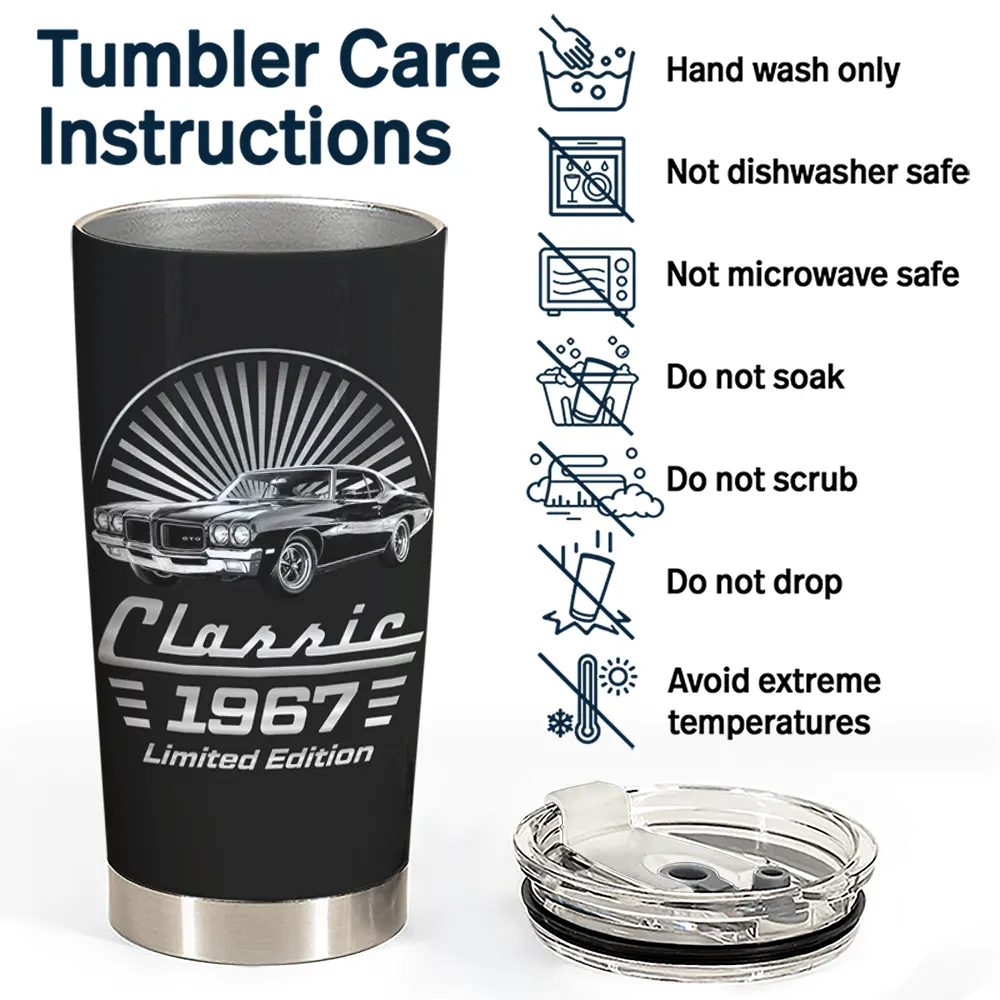 Gift For Father, Custom Photo, Proud, Remove BG Photo - Custom Photo Classic Car Limited Edition - Personalized Tumbler