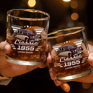 Gift For Father,Custom Photo,Proud,Remove BG Photo - Custom Photo Classic Car Limited Edition - Personalized Whiskey Glass