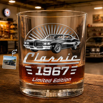 Custom Photo Classic Car Limited Edition - Personalized Whiskey Glass