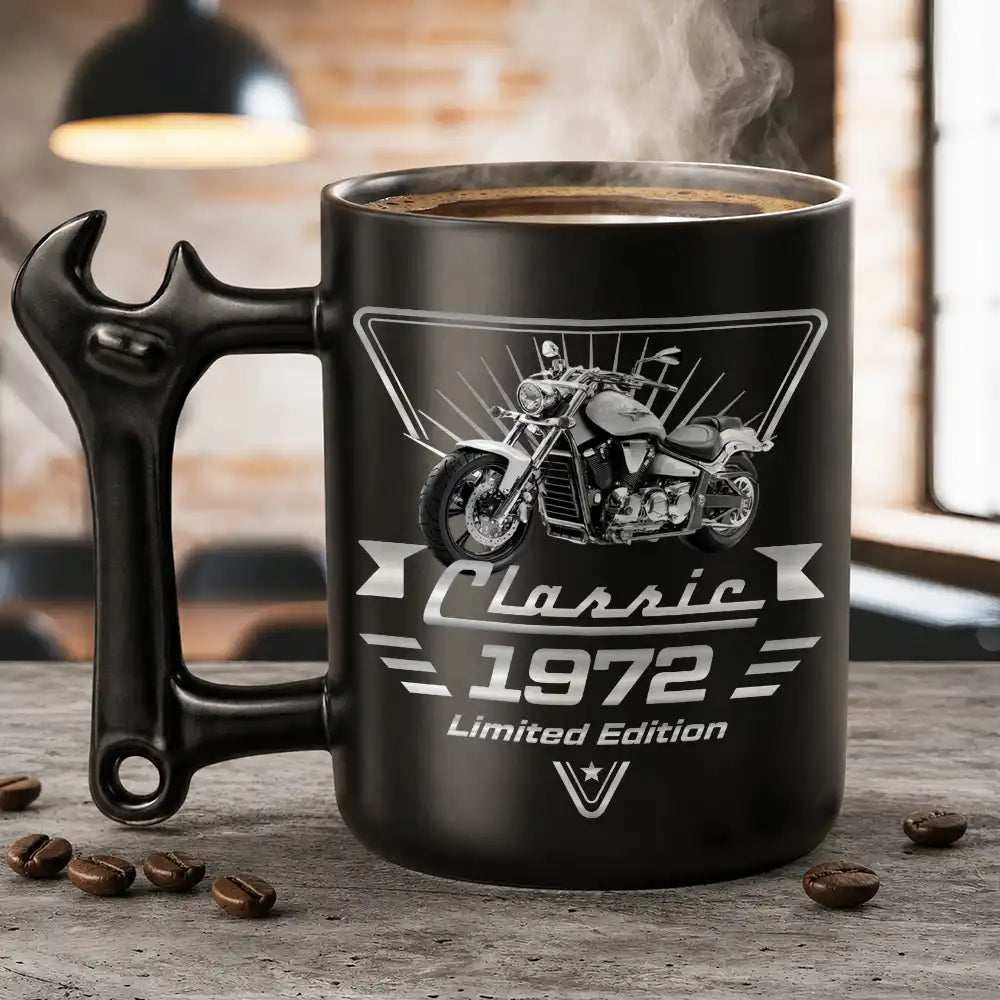 Gift For Father, Custom Photo, Proud, Remove BG Photo - Custom Photo Classic Car Limited Edition - Personalized Wrench Shaped Handle Mug
