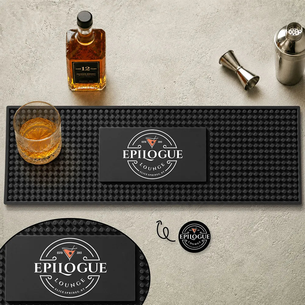 Custom Photo, Gift For Yourself, Confident, Remove BG Photo - Custom Photo Cocktail Bar Lounge Restaurant Logo - Personalized Bar Mat