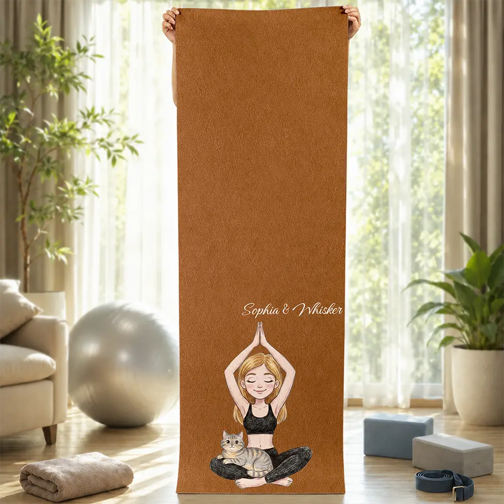 Custom Photo, Art Design, Pet Lovers, Yoga, Playful, Photo - Colored Pencil - Custom Photo Colored Pencil Sketch Dog Cat Pet Portrait - Personalized Yoga Mat