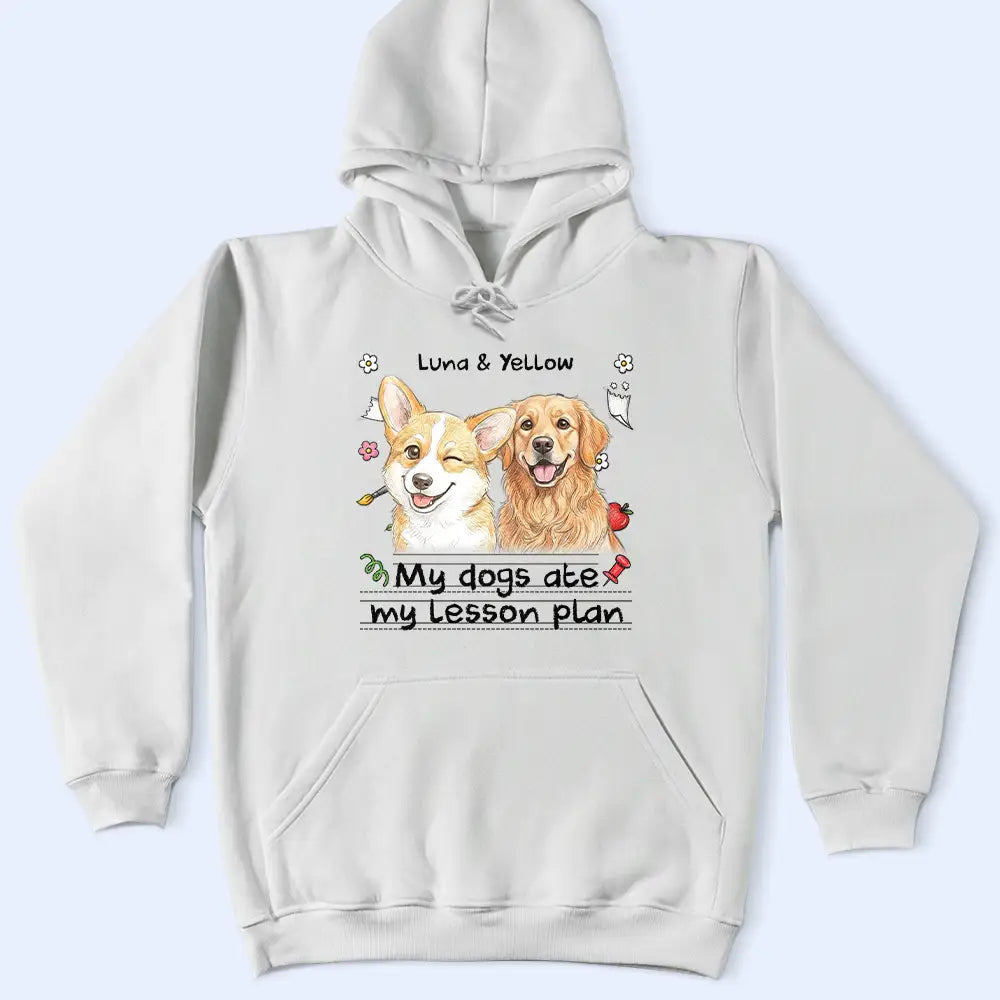 Art Design, Teacher, Humorous, Back To School, Custom Photo, Photo - Colored Pencil - Custom Photo Colored Pencil Sketch My Dog Ate My Lesson Plan - Personalized T Shirt