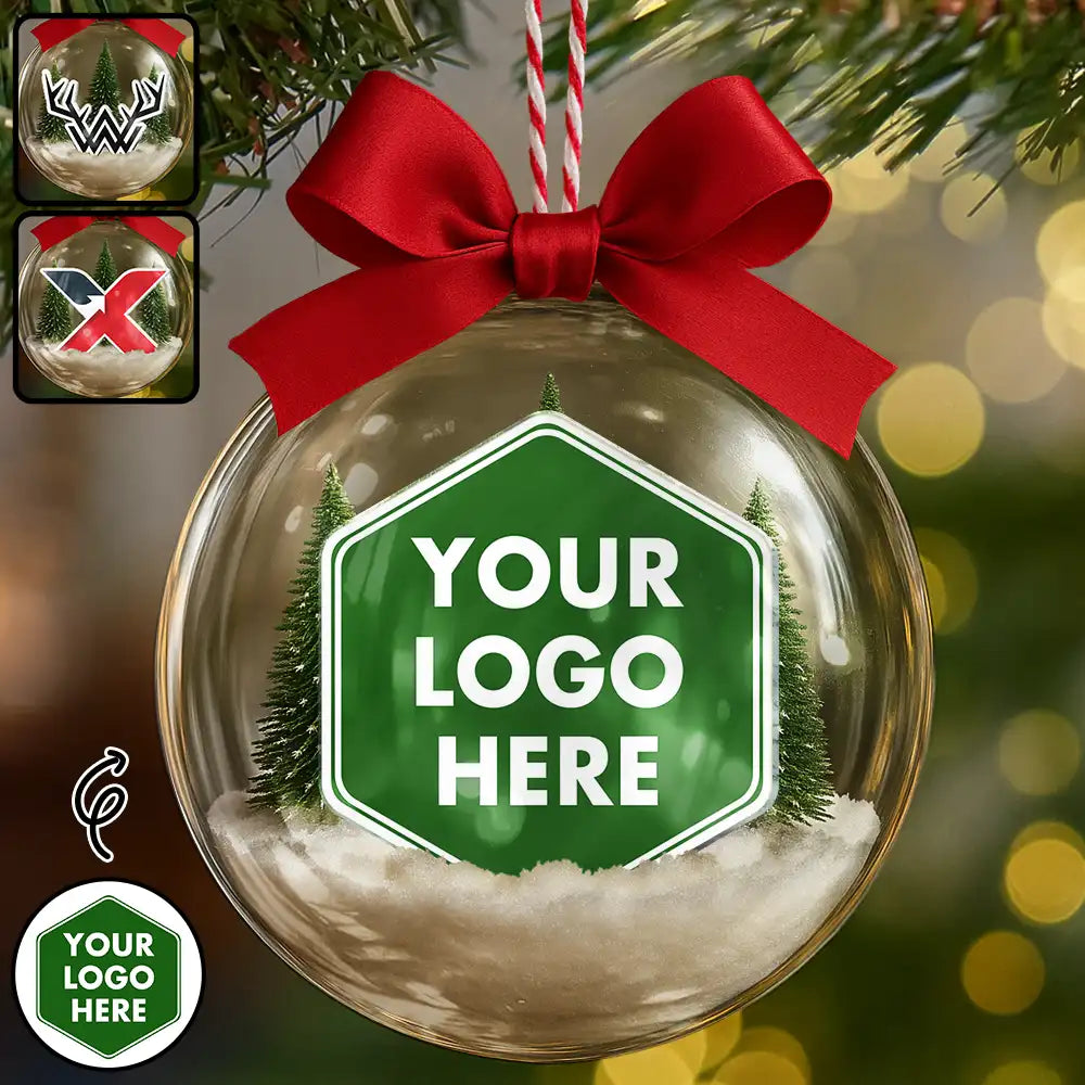 Custom Photo,Christmas,Happy - Custom Photo Company Corporate Team Club Logo - Personalized 3D Acrylic Ball Ornament