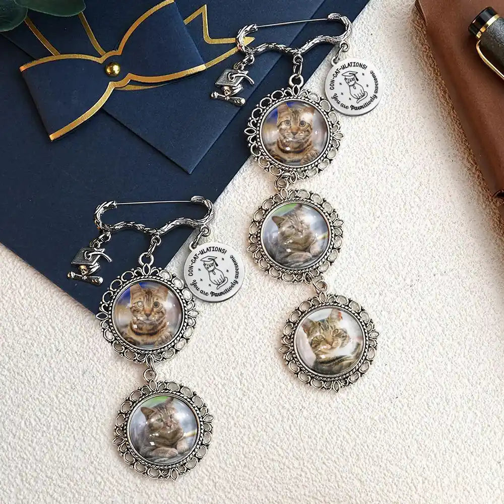 Graduation,Gift For Yourself,Gift For Bestie,Gift For Girlfriend,Gift For Boyfriend,Gift For Sibling,Gifts For Colleagues,Cat Lovers,Cat Mom,Cat Dad,Funny - Custom Photo Concatulations You Are Pawsitively Awesome - Personalized Graduation Tassel Pina