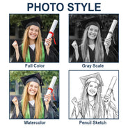 Graduation,Gift For Women,Gift For Men,Gift For Yourself,Non-Eng,Photo,Proud - Custom Photo Congrats Grad - Personalized Stainless Steel Keychain