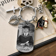 Graduation,Gift For Women,Gift For Men,Gift For Yourself,Non-Eng,Photo,Proud - Custom Photo Congrats Grad - Personalized Stainless Steel Keychain