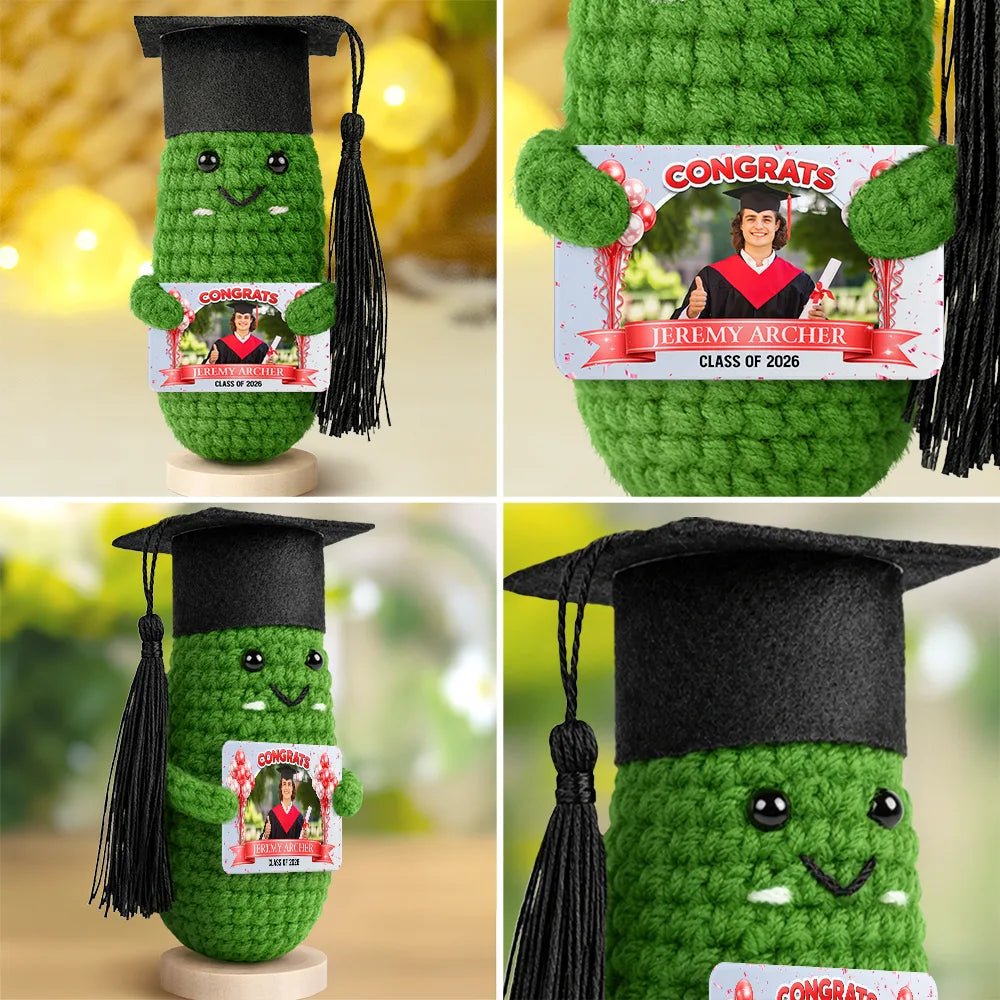 Graduation,Gift For Daughter,Dad - Daughters (Adult),Mom - Daughters (Adult),Happy,Dad - Sons,Gift For Son,Mom - Sons - Custom Photo Congrats Graduate - Personalized Doll Crochet With Custom Card