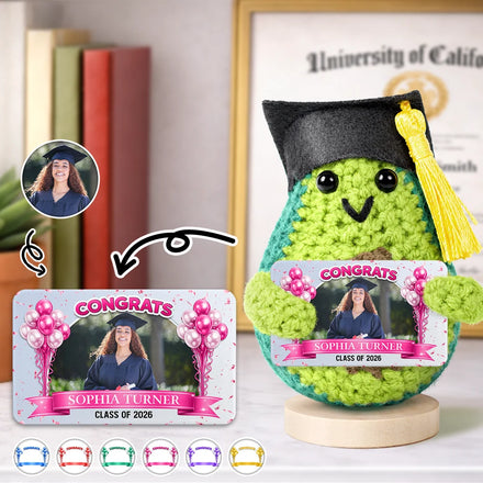 Custom Photo Congrats Graduate - Personalized Doll Crochet With Custom Card