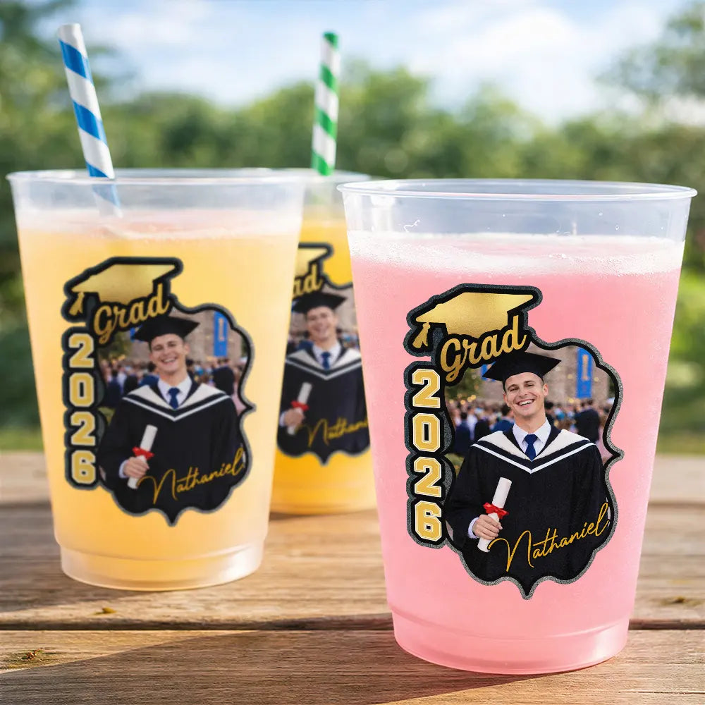 Graduation,Happy,Gift For Daughter,Gift For Son,Gift For Bestie,Gift For Yourself - Custom Photo Congrats Graduate - Personalized Frosted Cups