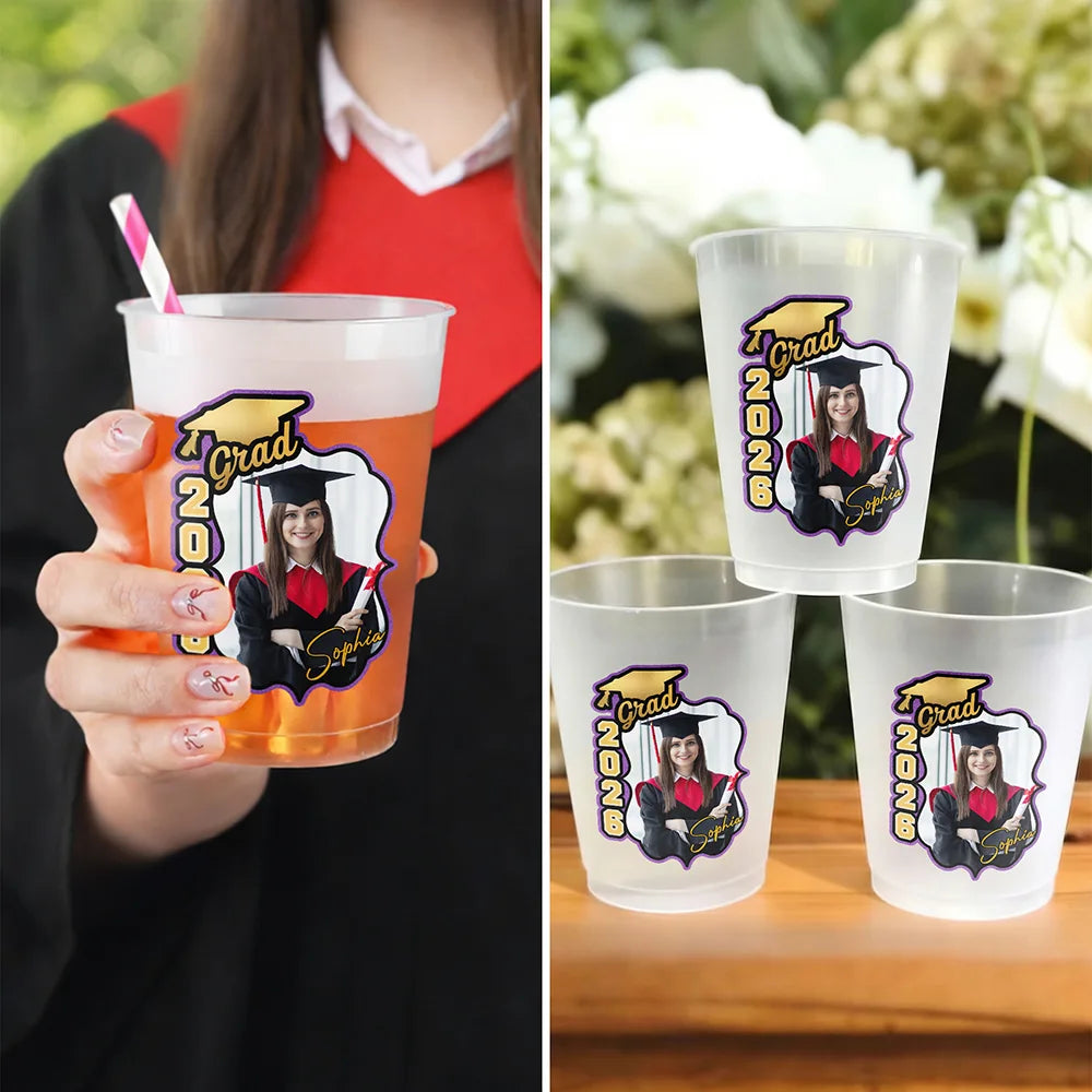 Graduation,Happy,Gift For Daughter,Gift For Son,Gift For Bestie,Gift For Yourself - Custom Photo Congrats Graduate - Personalized Frosted Cups
