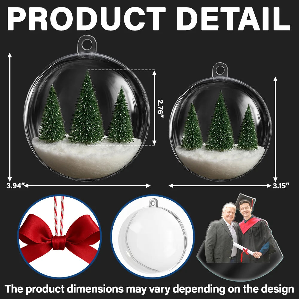 Christmas,Proud,Custom Photo,Graduation,Gift For Yourself,Remove BG Photo - Custom Photo Congrats Graduation Keepsake - Personalized 3D Acrylic Ball Ornament