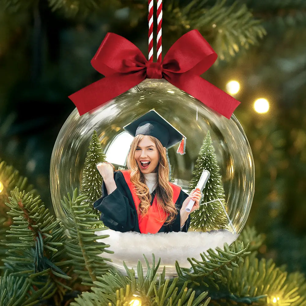 Christmas,Proud,Custom Photo,Graduation,Gift For Yourself,Remove BG Photo - Custom Photo Congrats Graduation Keepsake - Personalized 3D Acrylic Ball Ornament
