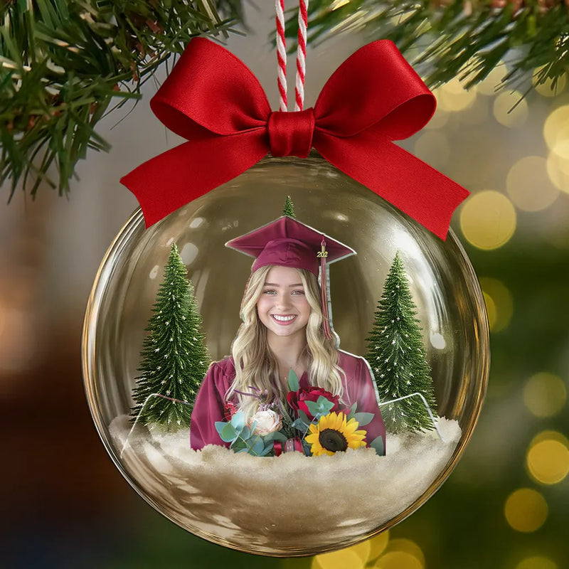 Christmas,Proud,Custom Photo,Graduation,Gift For Yourself,Remove BG Photo - Custom Photo Congrats Graduation Keepsake - Personalized 3D Acrylic Ball Ornament