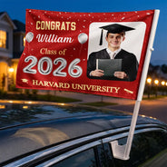 Happy,Graduation,Family,Custom Photo,Gift For Daughter,Gift For Grandkids - Custom Photo Congrats Proud Graduation Of The Class - Personalized Car Flag