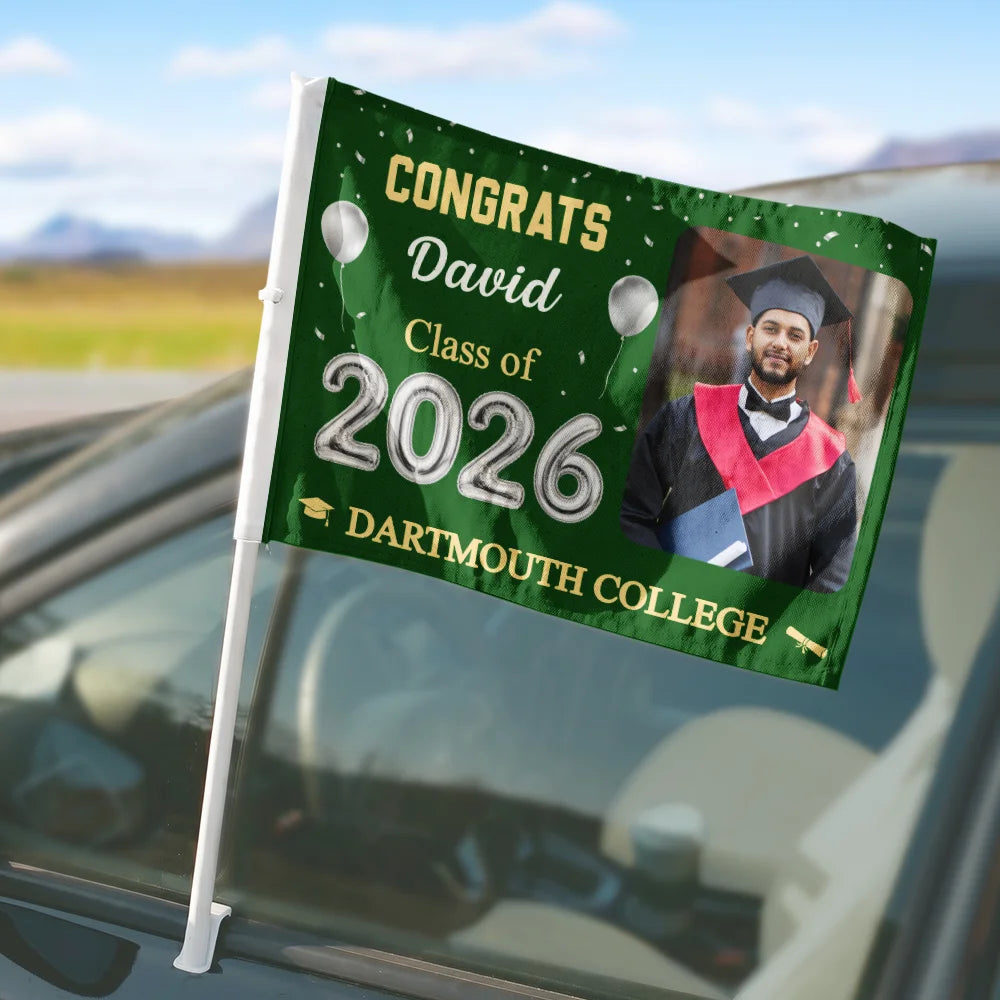 Happy,Graduation,Family,Custom Photo,Gift For Daughter,Gift For Grandkids - Custom Photo Congrats Proud Graduation Of The Class - Personalized Car Flag
