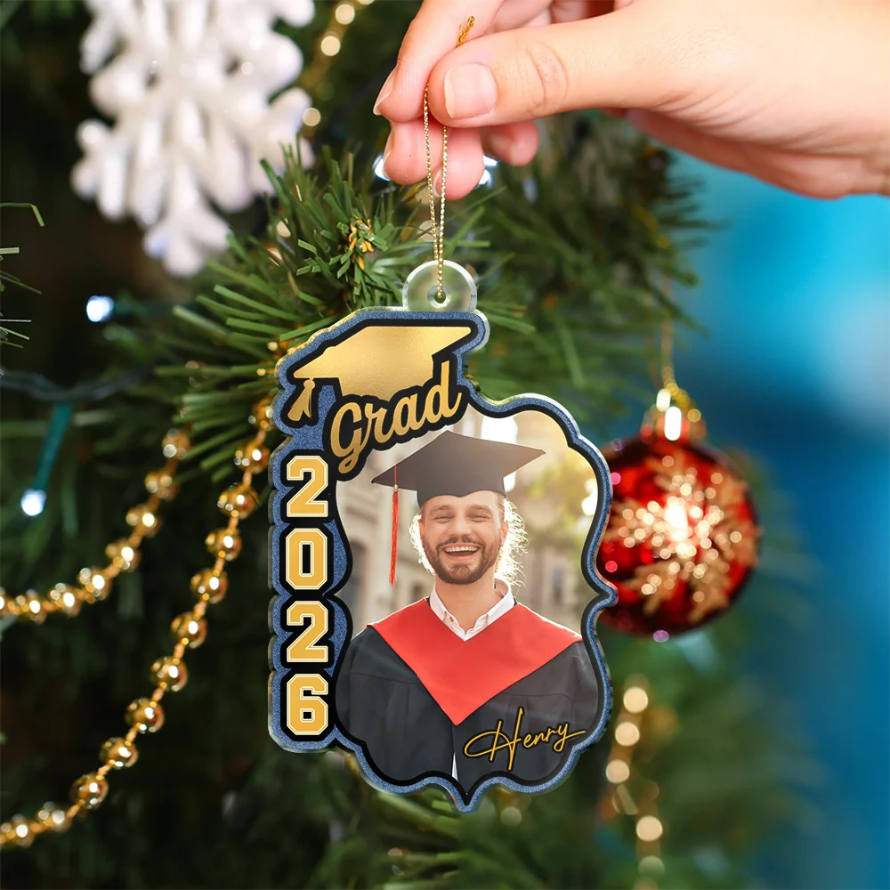 Christmas,Proud,Custom Photo,Graduation,Gift For Yourself,Upload Full Photo - Custom Photo Congrats To The Graduate - Personalized Custom Shaped Acrylic Ornament