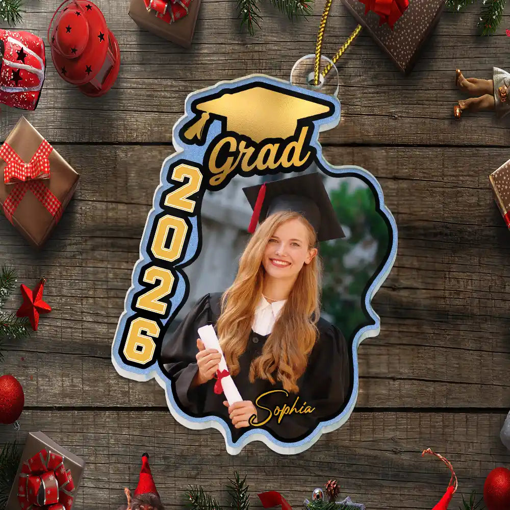 Christmas,Proud,Custom Photo,Graduation,Gift For Yourself,Upload Full Photo - Custom Photo Congrats To The Graduate - Personalized Custom Shaped Acrylic Ornament