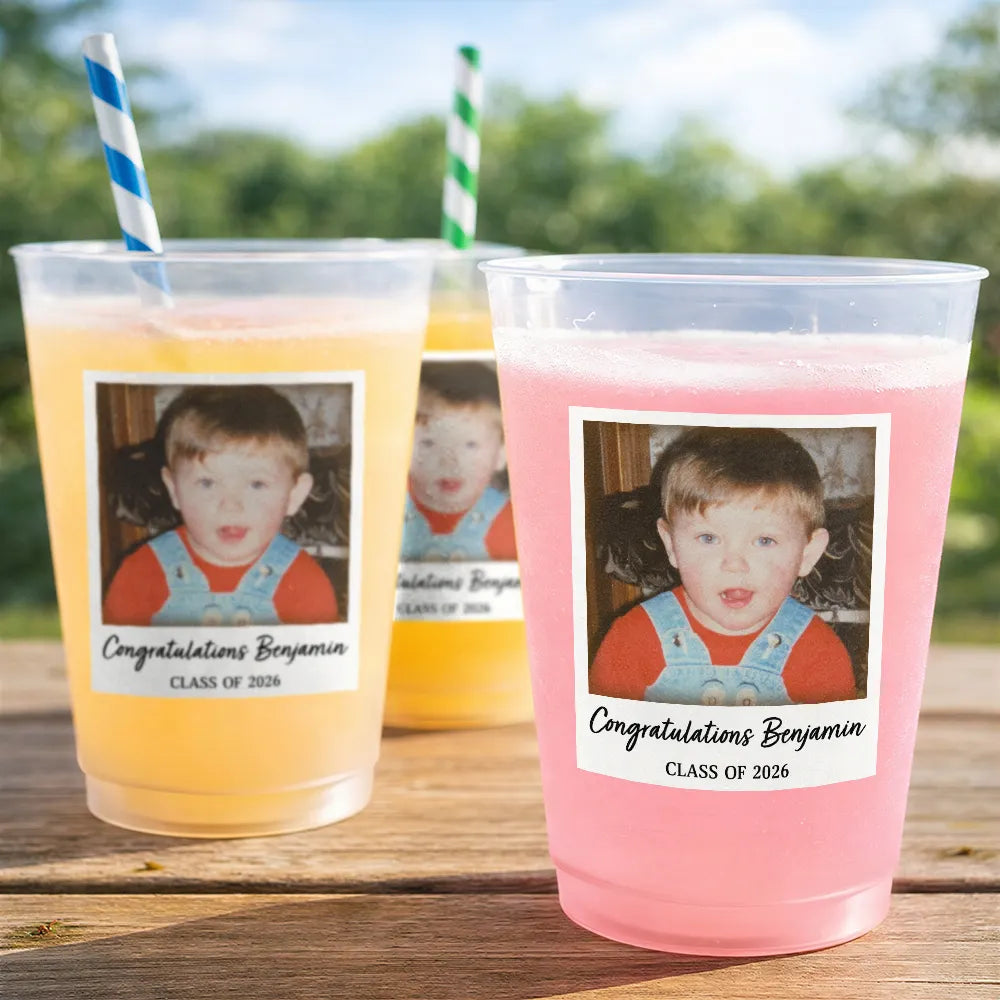 Gift For Women,Gift For Men,Graduation,Custom Photo,Happy,Gift For Yourself,Photo - Custom Photo Congratulations Graduate Vintage - Personalized Frosted Cups