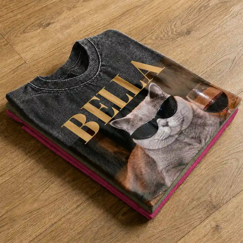 Top Market,Art Design,Confident,Pet Lovers,Photo - Cool Street Pet - Custom Photo Cool Street Pet Lovers Vintage Portrait - Personalized Vintage Washed T Shirt