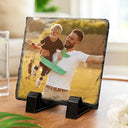 Gift For Couples,Gift For Husband,Gift For Wife,Gift For Boyfriend,Gift For Girlfriend,Old Couples,Happy,Family,Pet Lovers,Gift For Bestie - Custom Photo Couple Bestie Family Pet - Personalized Slate Coaster