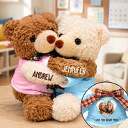 Adorable,Custom Photo,Gift For Couples,Upload Full Photo - Custom Photo Couple I Love You Beary Much - Personalized Hugging Bear