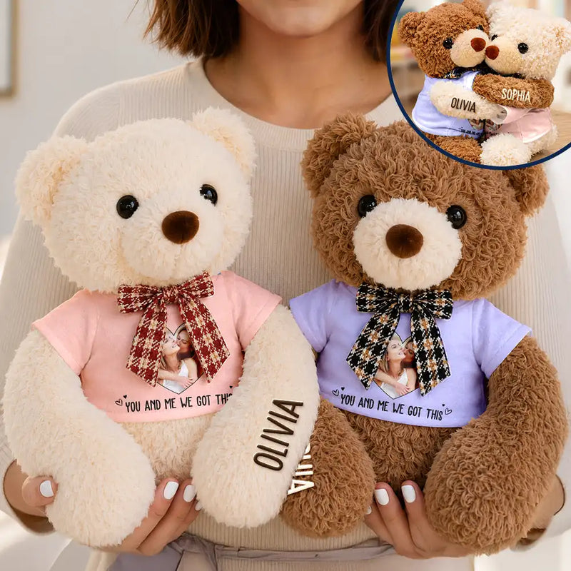 Adorable,Custom Photo,Gift For Couples,Upload Full Photo - Custom Photo Couple I Love You Beary Much - Personalized Hugging Bear