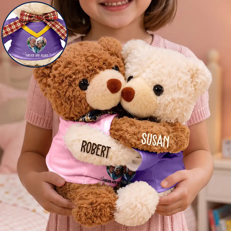 Adorable,Custom Photo,Gift For Couples,Upload Full Photo - Custom Photo Couple I Love You Beary Much - Personalized Hugging Bear