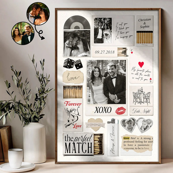 Custom Photo,Gift For Couples,Gift For Husband,Gift For Wife,Gift For Boyfriend,Gift For Girlfriend,Love - Custom Photo Couple Love Journey Matchbox Inspired - Personalized Poster